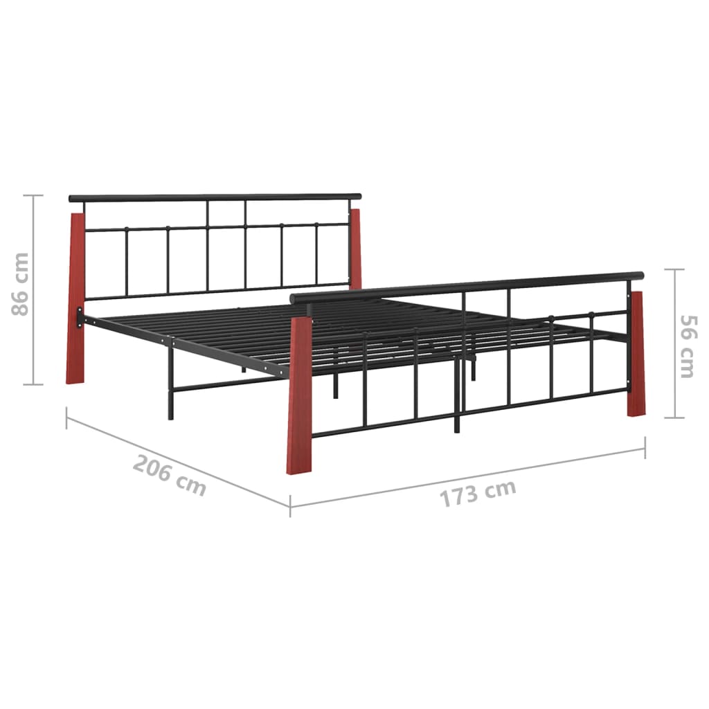 Sängynrunko metalli ja täysi tammi 160x200 cm - Sisustajankoti.fi