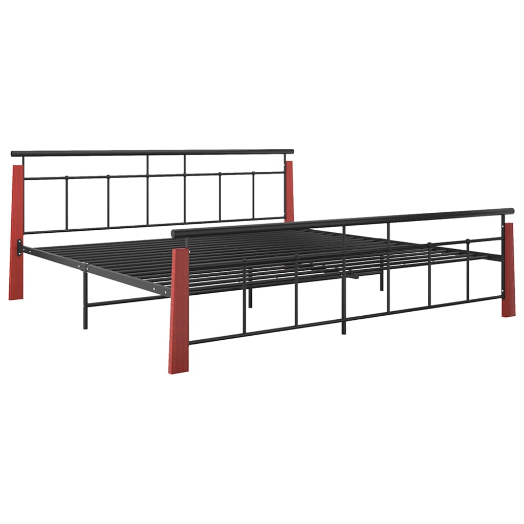 Sängynrunko metalli ja täysi tammi 200x200 cm - Sisustajankoti.fi