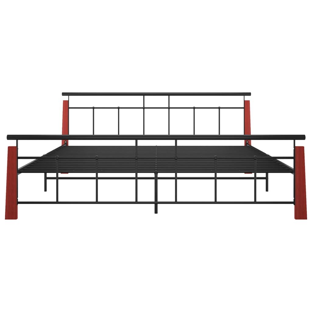 Sängynrunko metalli ja täysi tammi 200x200 cm - Sisustajankoti.fi