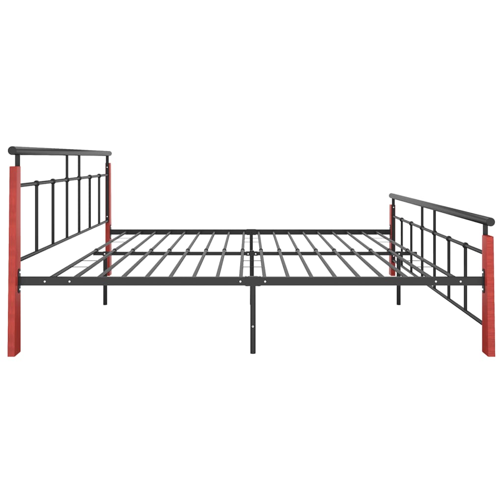 Sängynrunko metalli ja täysi tammi 200x200 cm - Sisustajankoti.fi