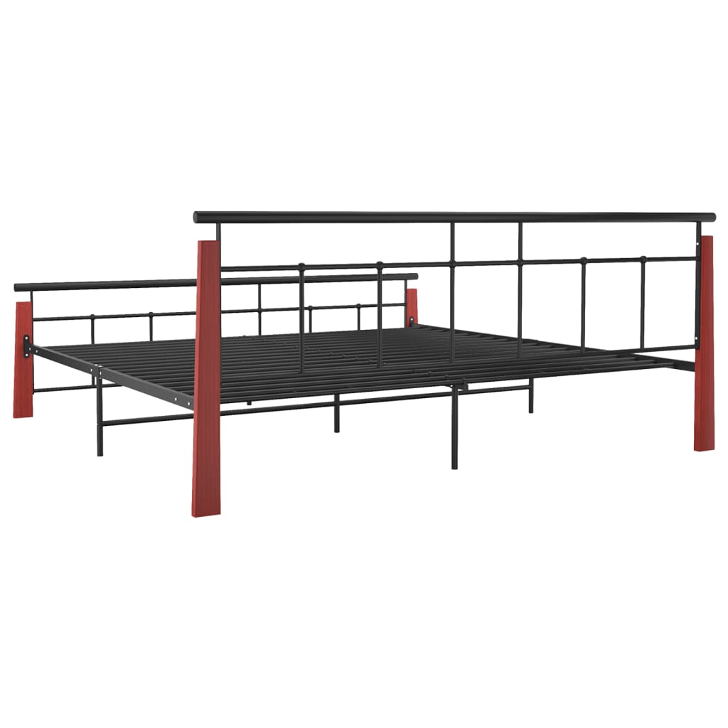 Sängynrunko metalli ja täysi tammi 200x200 cm - Sisustajankoti.fi