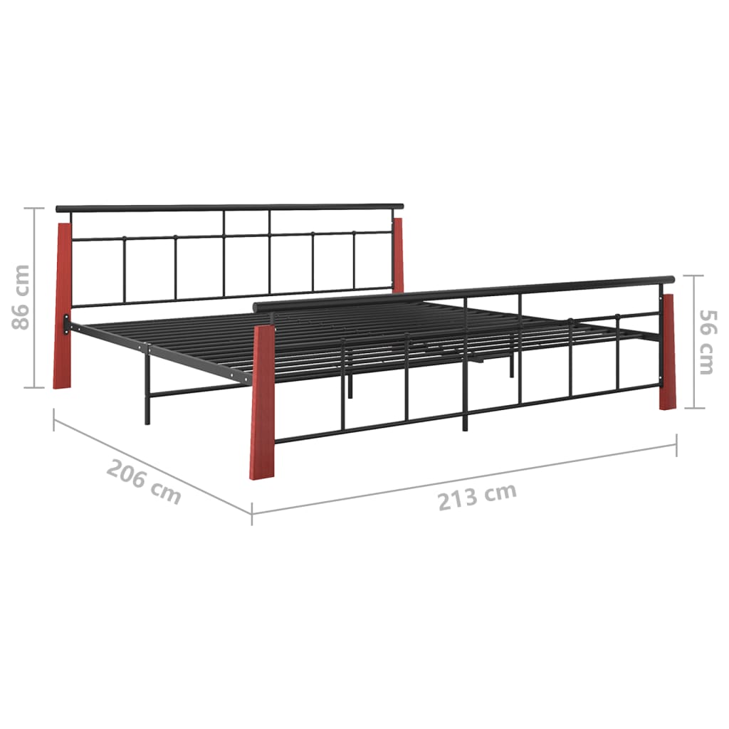 Sängynrunko metalli ja täysi tammi 200x200 cm - Sisustajankoti.fi