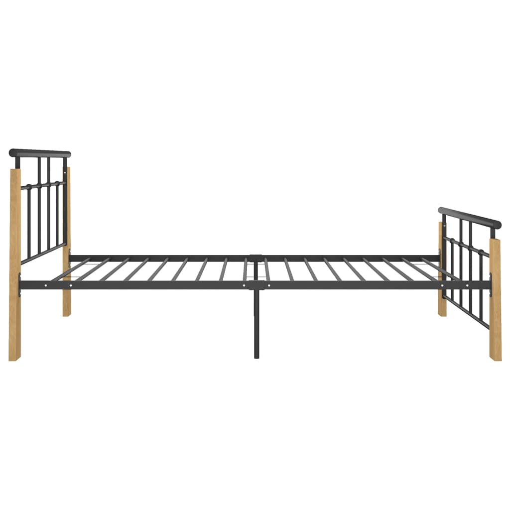 Sängynrunko metalli ja täysi tammi 90x200 cm - Sisustajankoti.fi