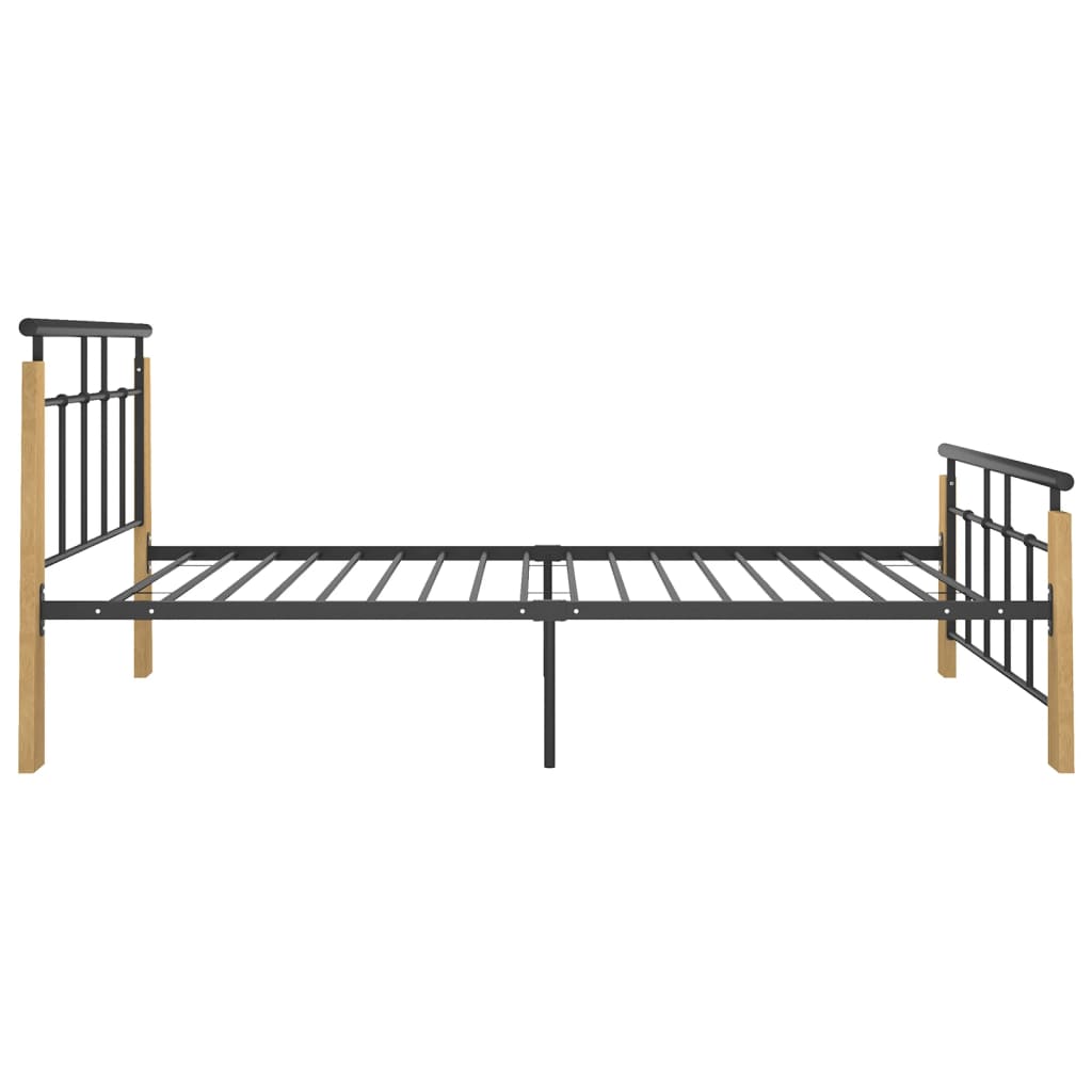 Sängynrunko metalli ja täysi tammi 100x200 cm - Sisustajankoti.fi