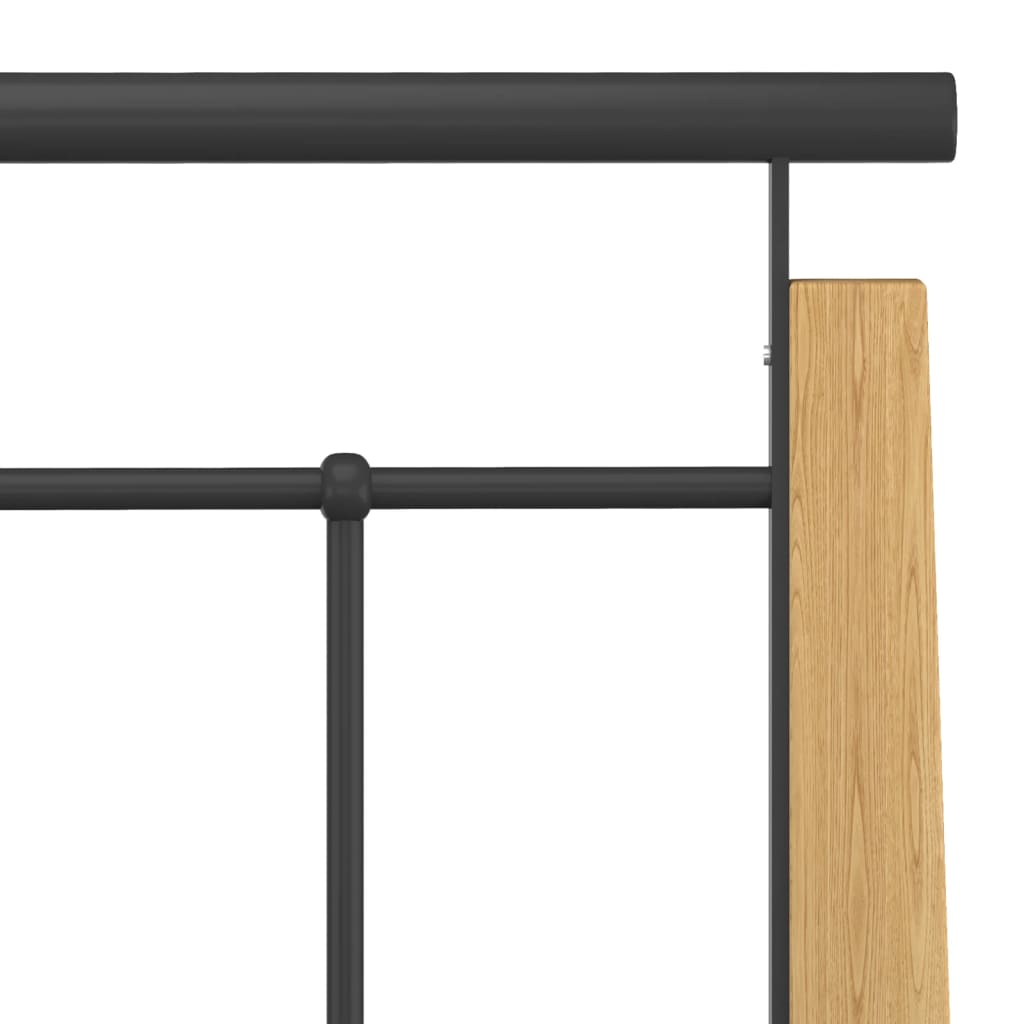 Sängynrunko metalli ja täysi tammi 200x200 cm - Sisustajankoti.fi