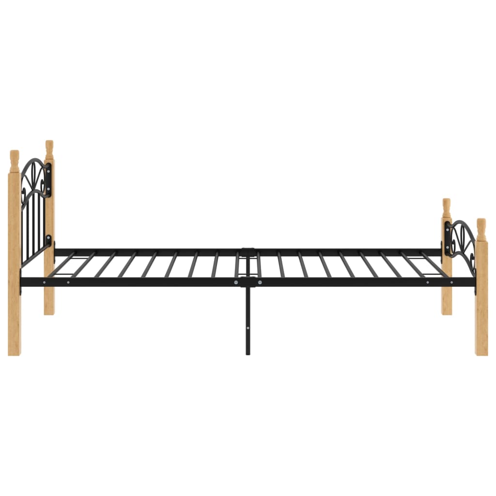 Sängynrunko musta metalli ja täysi tammi 90x200 cm - Sisustajankoti.fi
