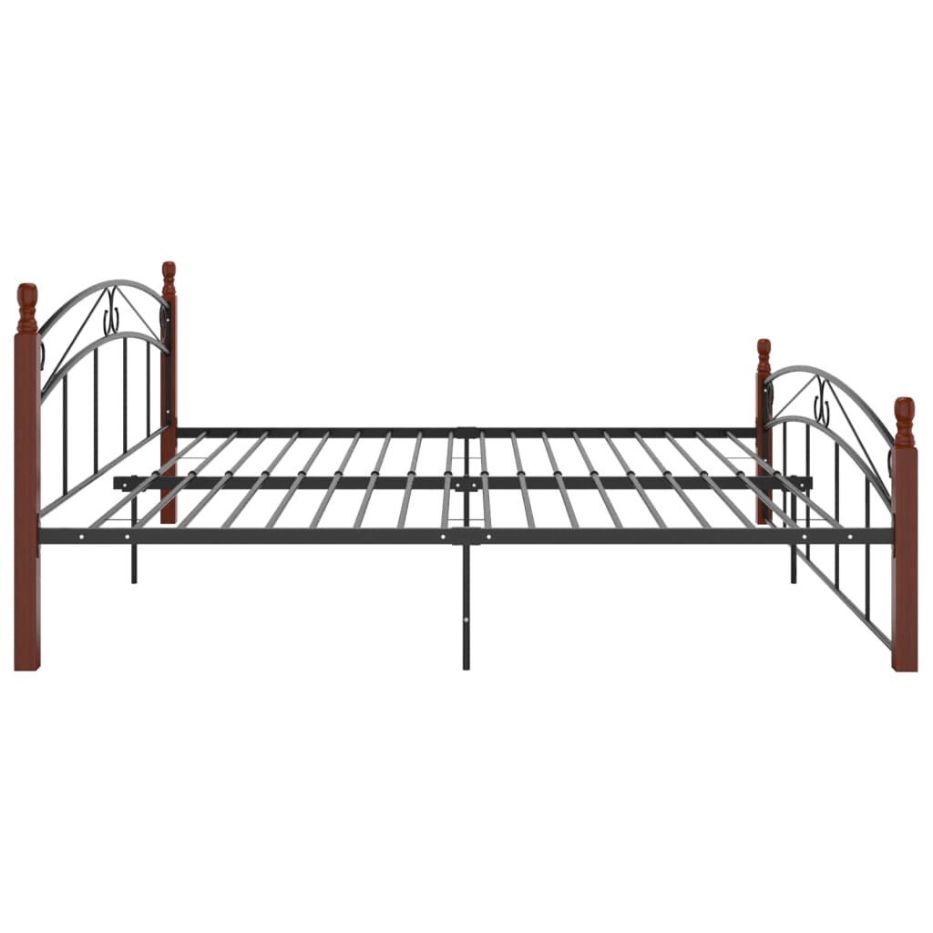Sängynrunko musta metalli ja täysi tammi 200x200 cm - Sisustajankoti.fi