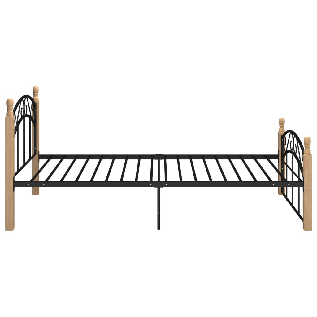 Sängynrunko musta metalli ja täysi tammi 90x200 cm - Sisustajankoti.fi