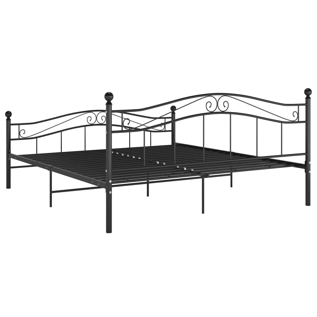 Sängynrunko musta metalli 200x200 cm - Sisustajankoti.fi
