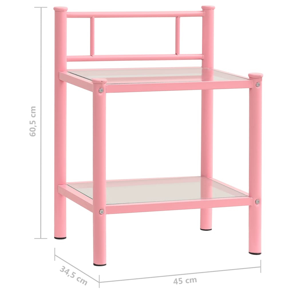 Yöpöydät 2 kpl pinkki ja läpinäkyvä metalli ja lasi - Sisustajankoti.fi