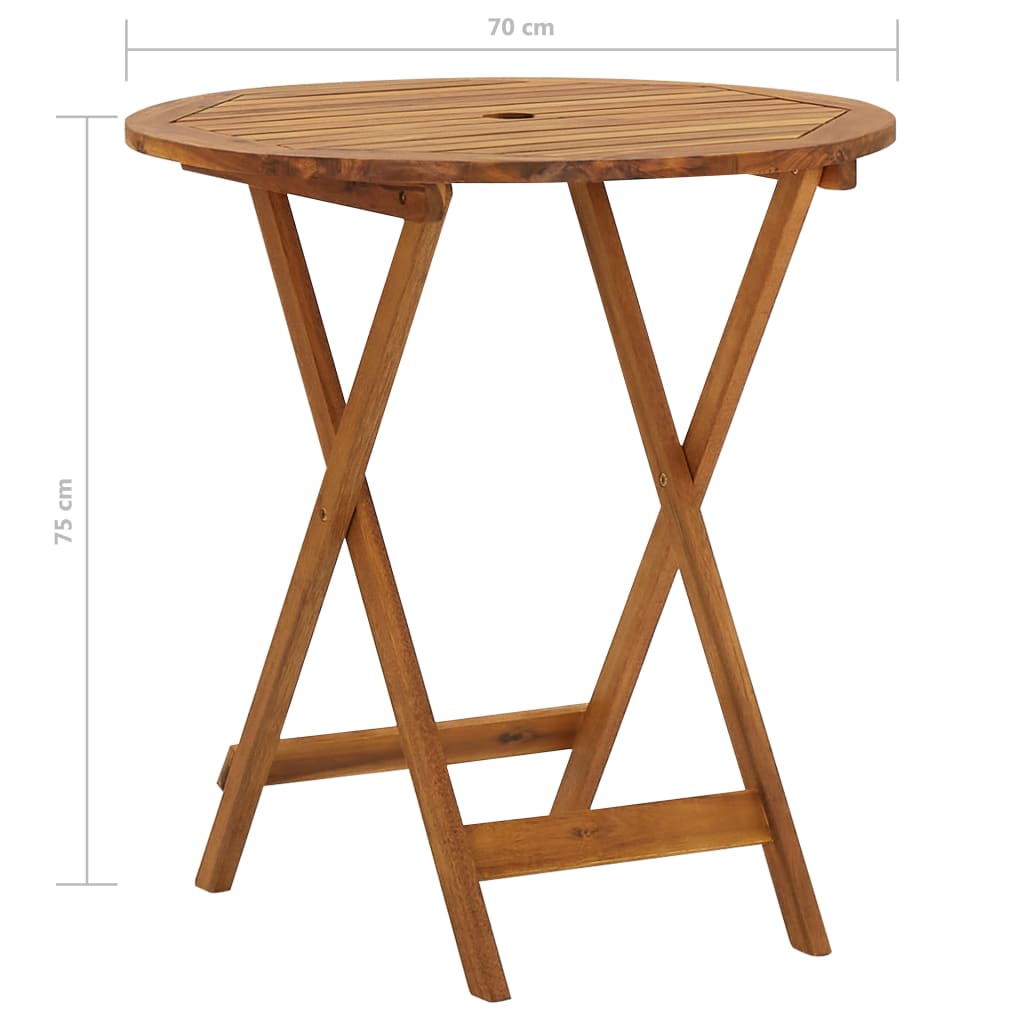 Kokoontaitettava puutarhapöytä 70 cm täysi akaasiapuu - Sisustajankoti.fi
