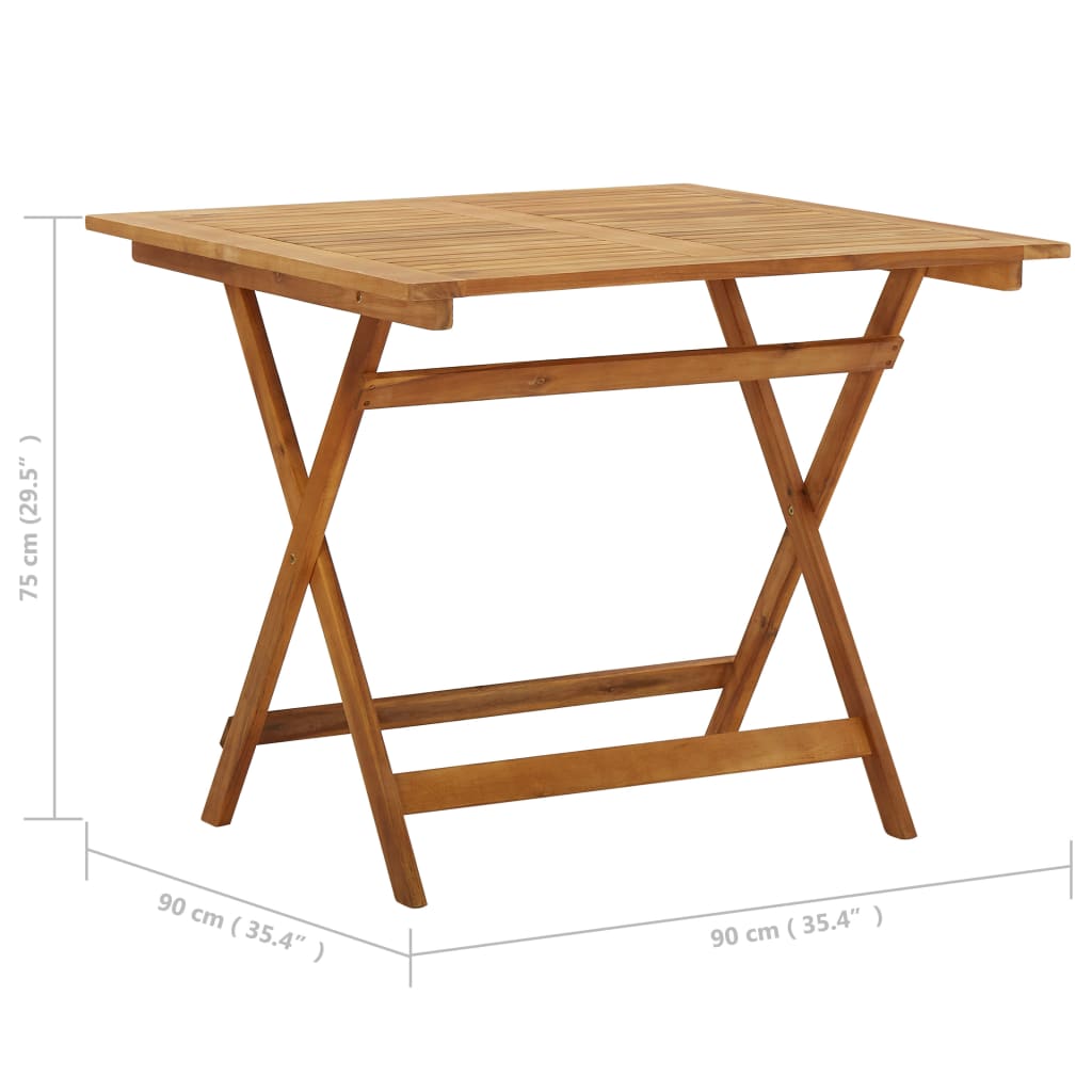 Kokoontaittuva puutarhapöytä 90x90x75 cm täysi akaasiapuu - Sisustajankoti.fi