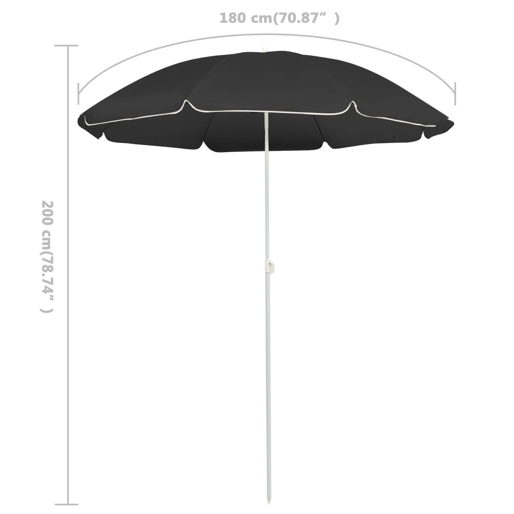 Aurinkovarjo terästanko antrasiitti 180 cm - Sisustajankoti.fi