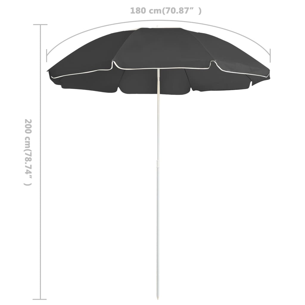 Aurinkovarjo terästanko antrasiitti 180 cm - Sisustajankoti.fi