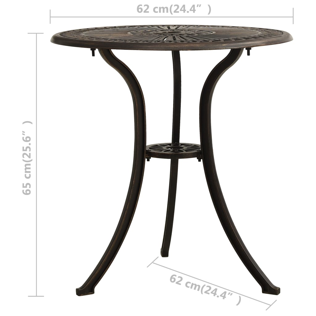 Puutarhapöytä pronssi 62x62x65 cm valualumiini - Sisustajankoti.fi