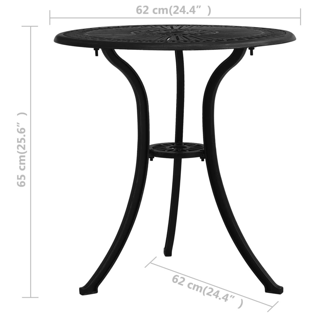 Puutarhapöytä musta 62x62x65 cm valualumiini - Sisustajankoti.fi