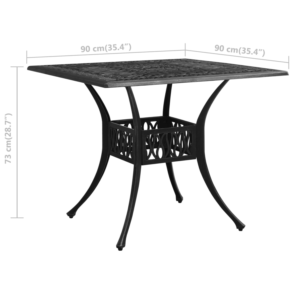 Puutarhapöytä musta 90x90x73 cm valualumiini - Sisustajankoti.fi
