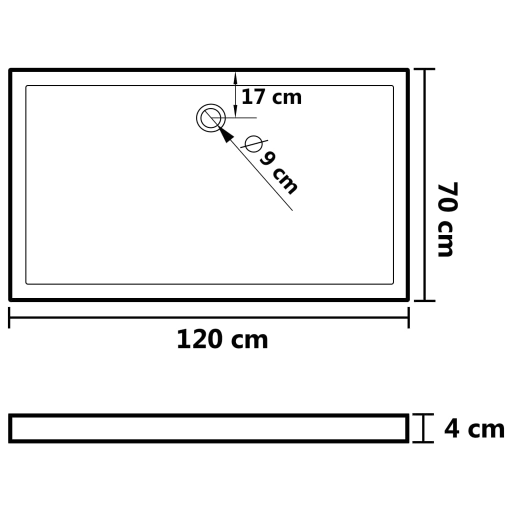 Suihkualusta suorakaide ABS valkoinen 70x120 cm - Sisustajankoti.fi