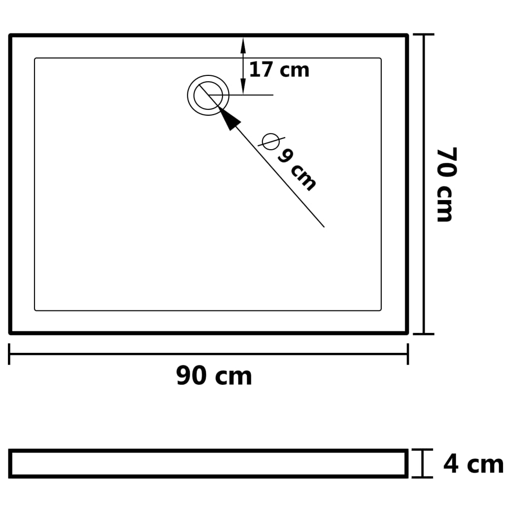 Suihkualusta suorakaide musta ABS 70x90 cm - Sisustajankoti.fi