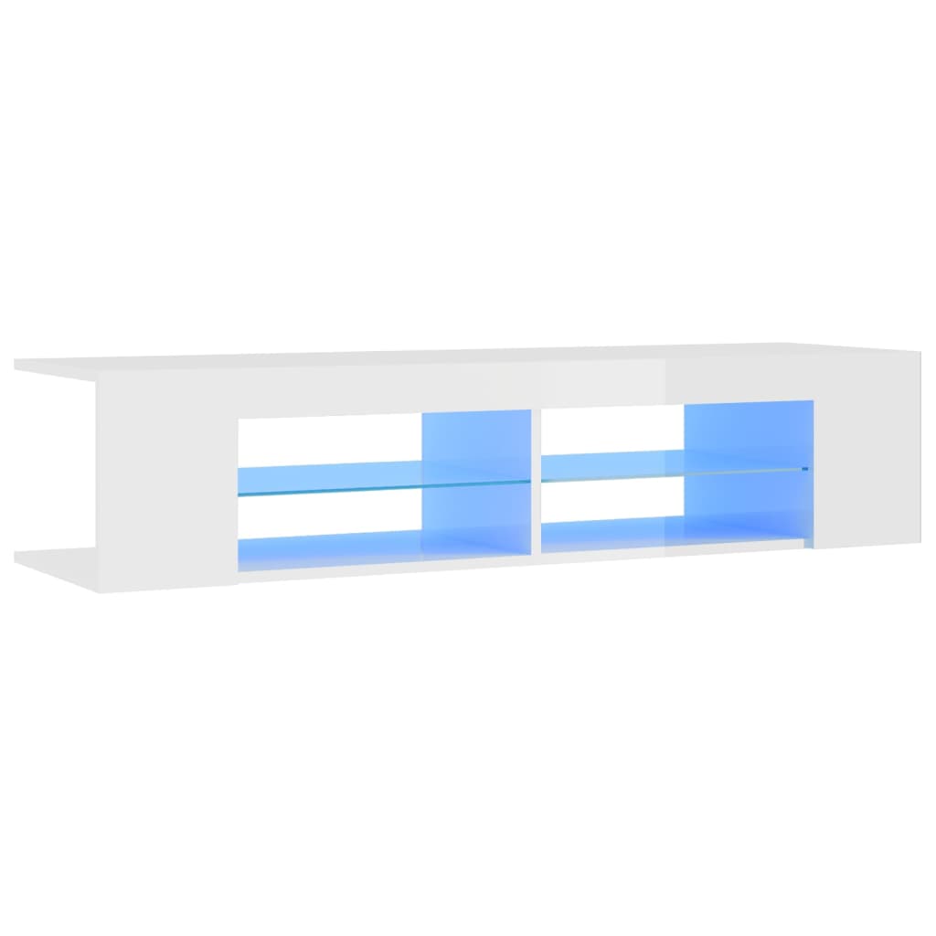 TV-taso LED-valoilla korkeakiilto valkoinen 135x39x30 cm - Sisustajankoti.fi