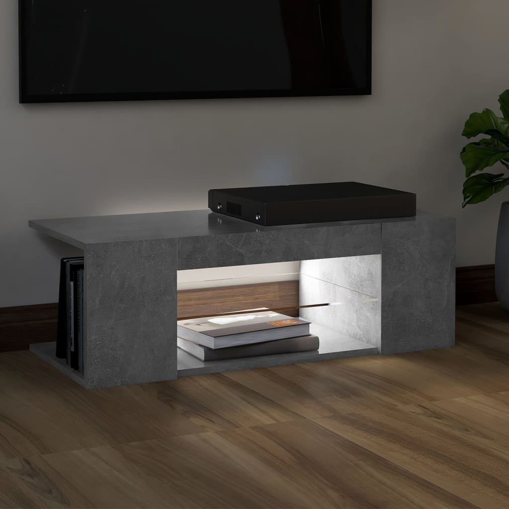 TV-taso LED-valoilla betoninharmaa 90x39x30 cm - Sisustajankoti.fi