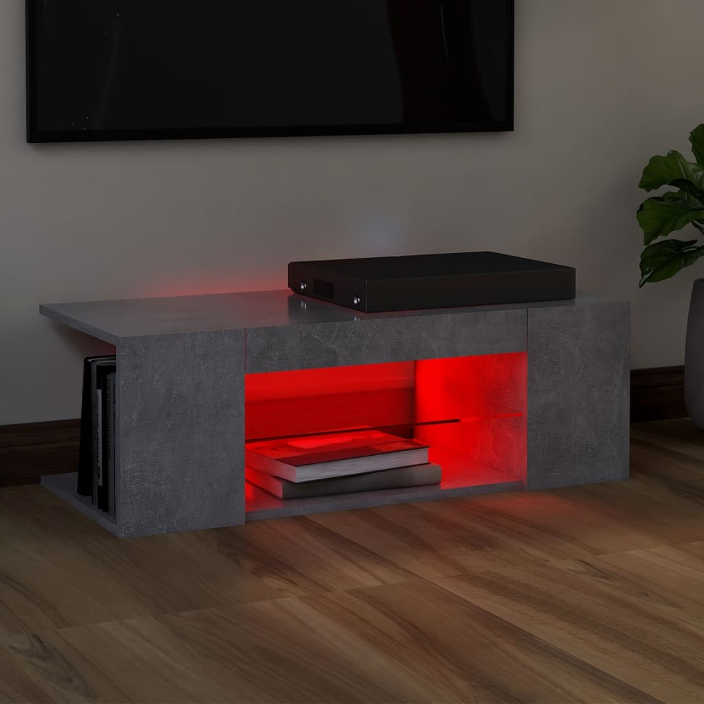 TV-taso LED-valoilla betoninharmaa 90x39x30 cm - Sisustajankoti.fi