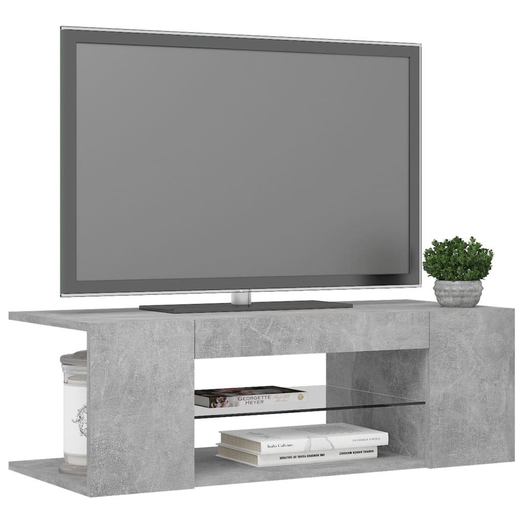 TV-taso LED-valoilla betoninharmaa 90x39x30 cm - Sisustajankoti.fi