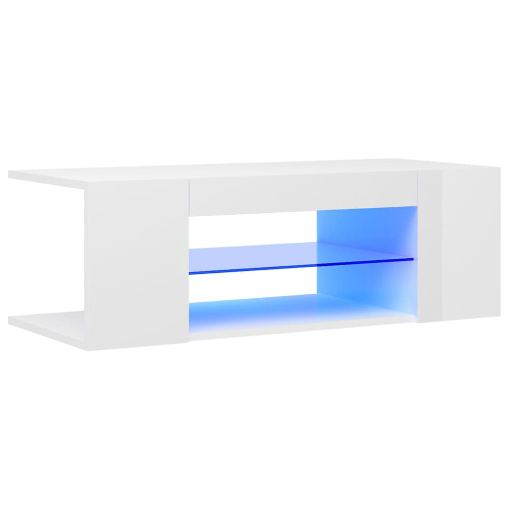 TV-taso LED-valoilla korkeakiilto valkoinen 90x39x30 cm - Sisustajankoti.fi