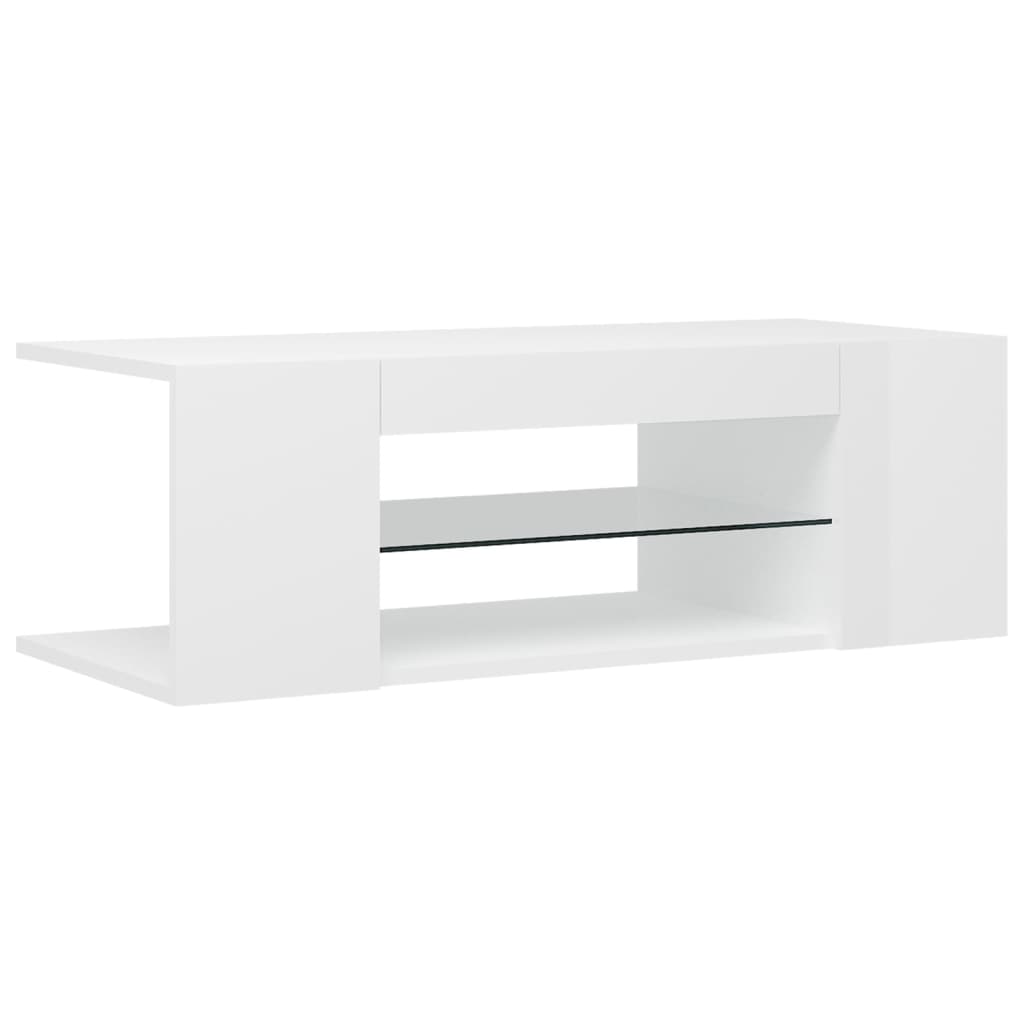 TV-taso LED-valoilla korkeakiilto valkoinen 90x39x30 cm - Sisustajankoti.fi
