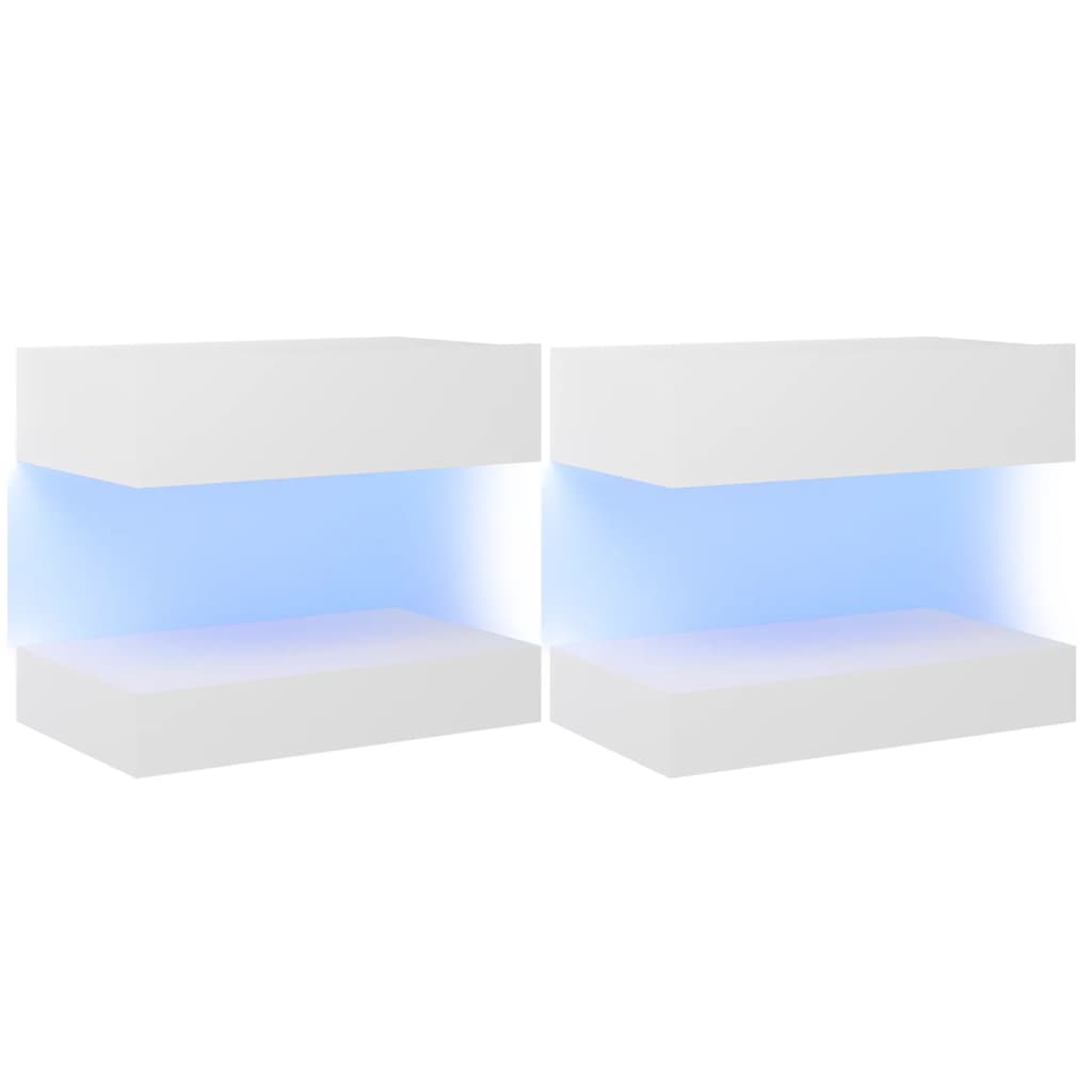 TV-tasot LED-valoilla 2 kpl valkoinen 60x35 cm - Sisustajankoti.fi
