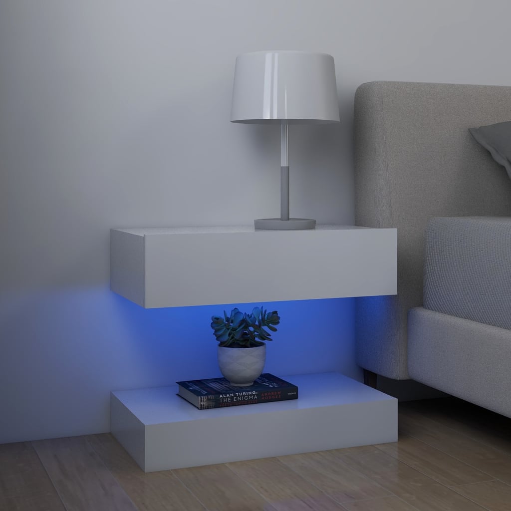 TV-tasot LED-valoilla 2 kpl valkoinen 60x35 cm - Sisustajankoti.fi
