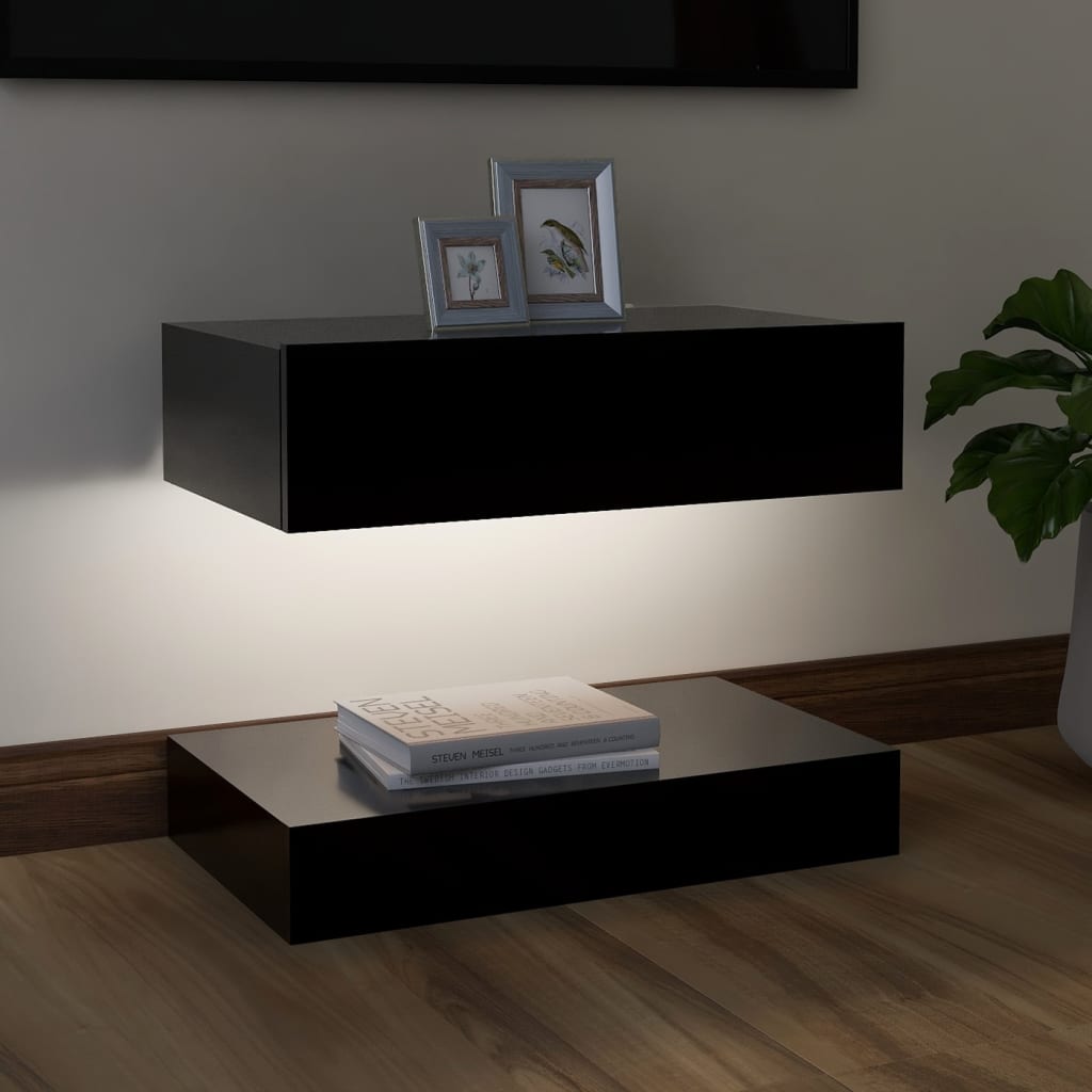 TV-taso LED-valoilla musta 60x35 cm - Sisustajankoti.fi