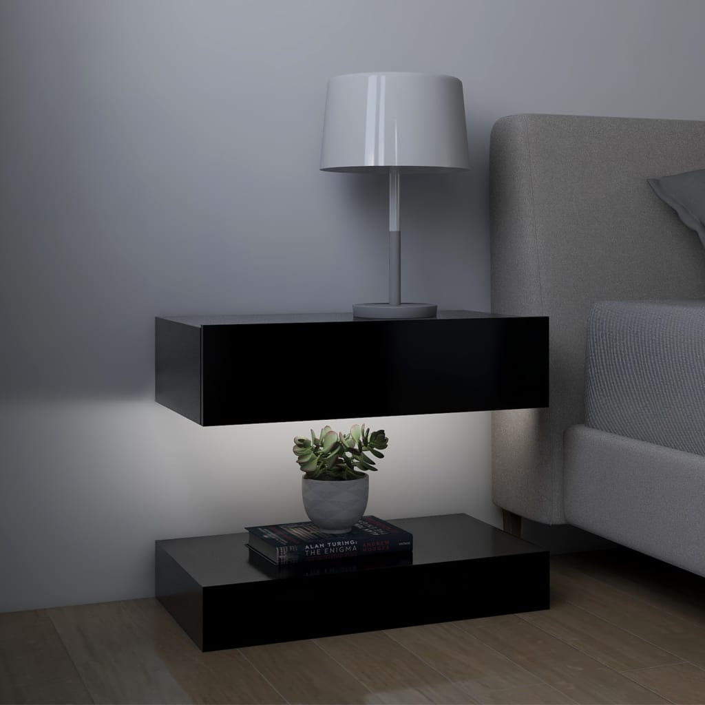 TV-tasot LED-valoilla 2 kpl musta 60x35 cm - Sisustajankoti.fi