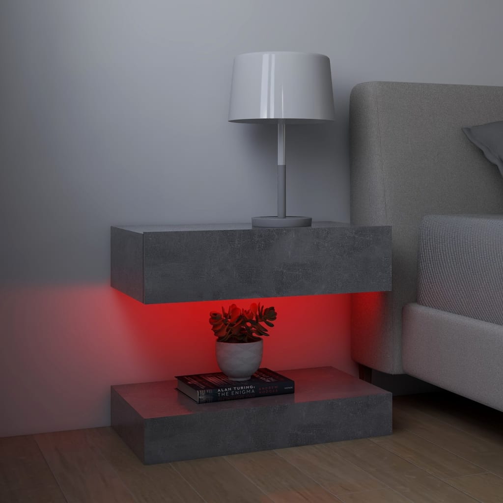 TV-tasot LED-valoilla 2 kpl betoninharmaa 60x35 cm - Sisustajankoti.fi