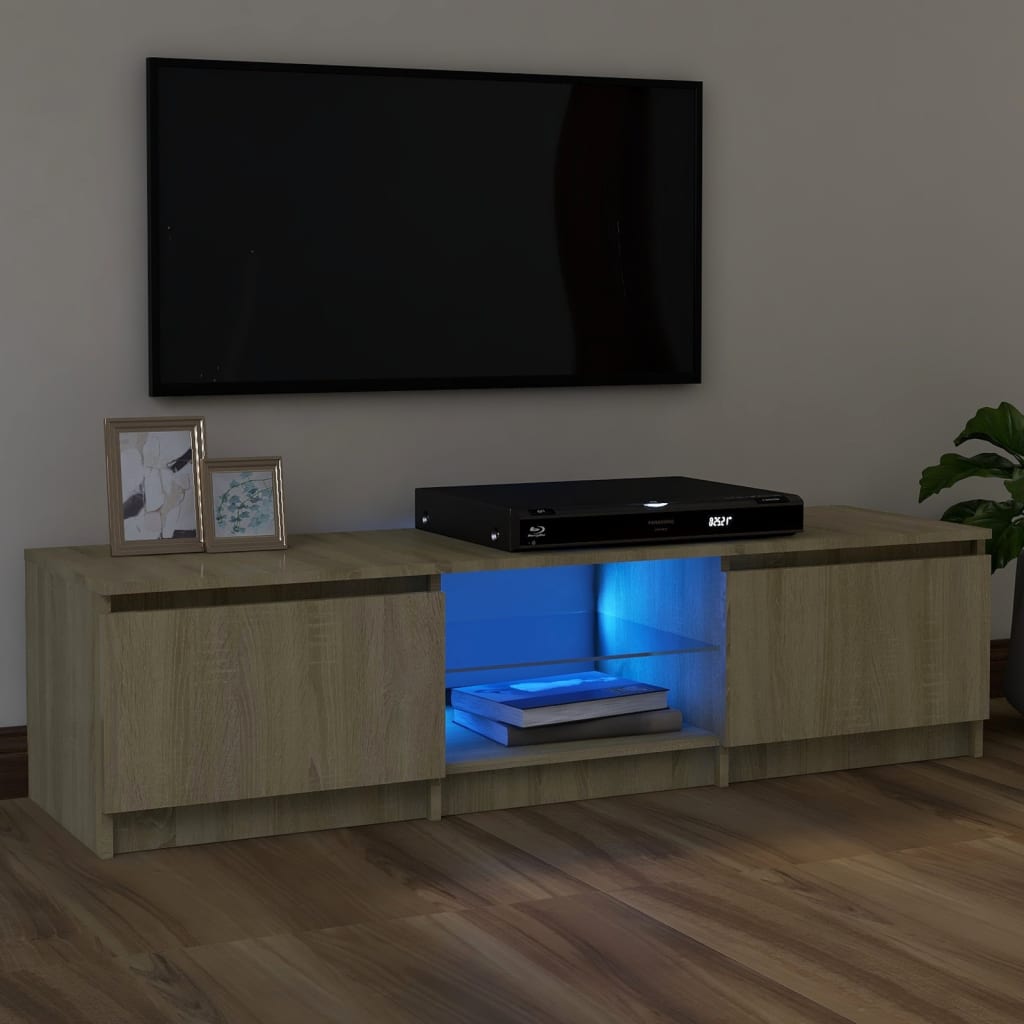 TV-taso LED-valoilla Sonoma-tammi 120x30x35,5 cm - Sisustajankoti.fi