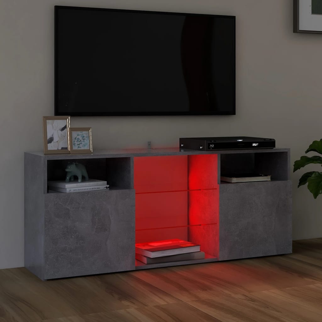 TV-taso LED-valoilla betoninharmaa 120x30x50 cm - Sisustajankoti.fi