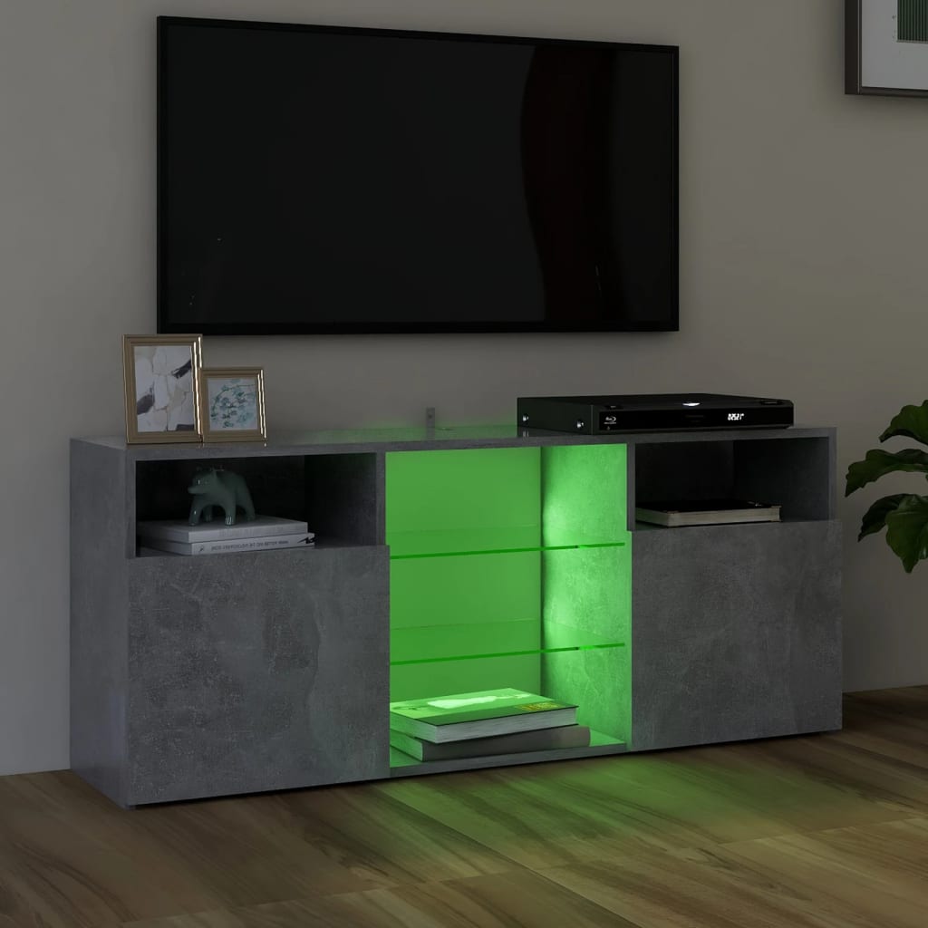 TV-taso LED-valoilla betoninharmaa 120x30x50 cm - Sisustajankoti.fi