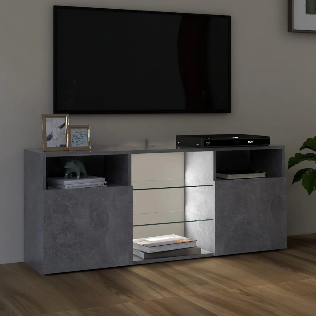 TV-taso LED-valoilla betoninharmaa 120x30x50 cm - Sisustajankoti.fi