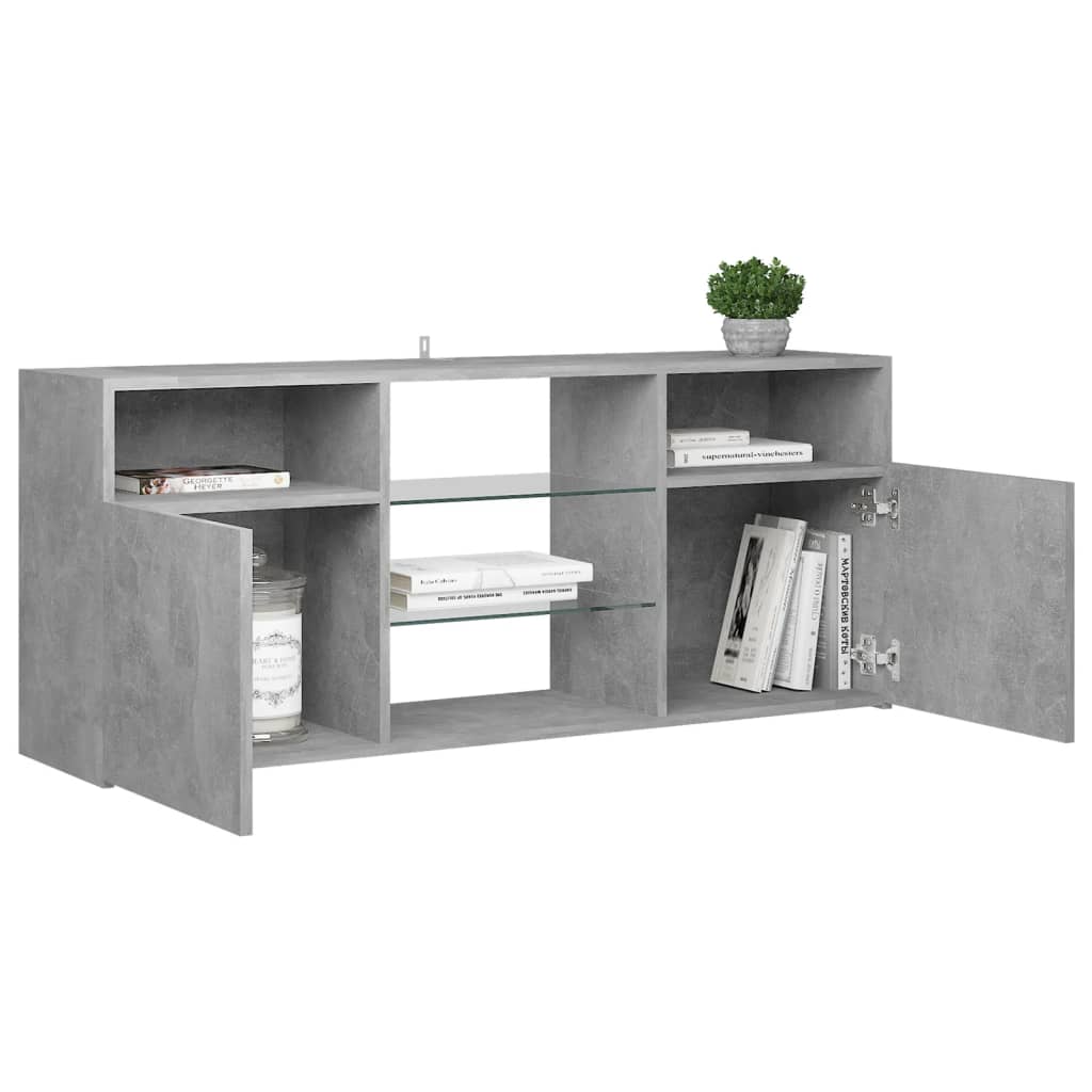 TV-taso LED-valoilla betoninharmaa 120x30x50 cm - Sisustajankoti.fi