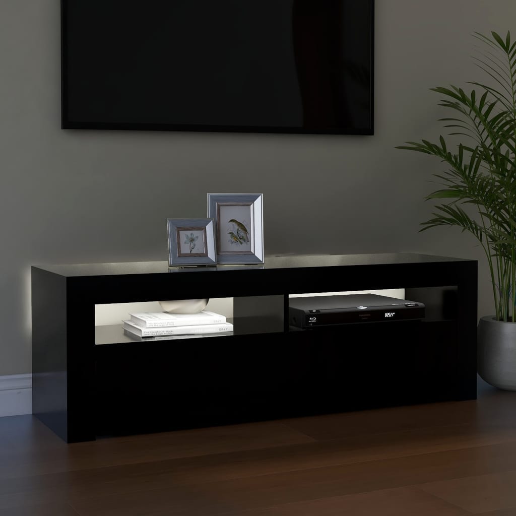 TV-taso LED-valoilla musta 120x35x40 cm - Sisustajankoti.fi