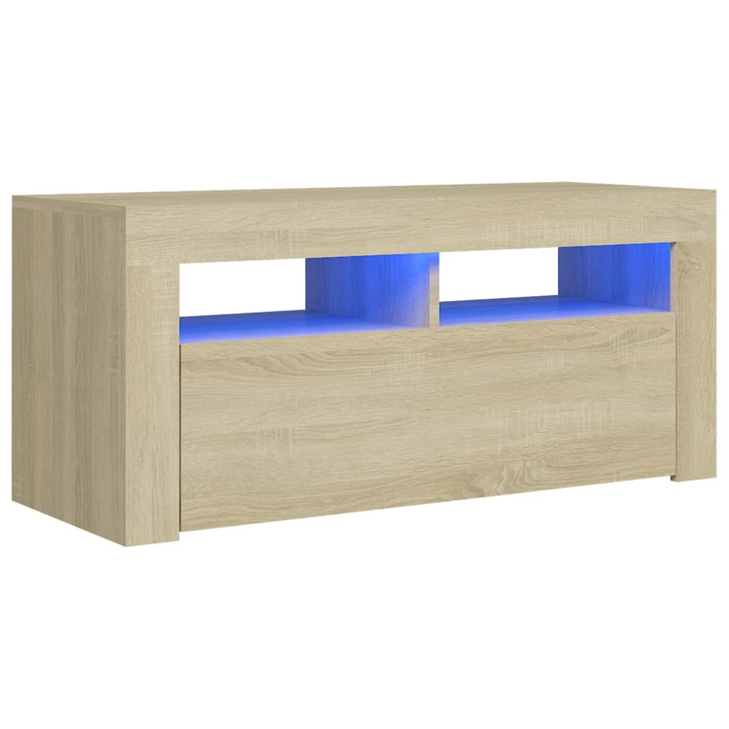 TV-taso LED-valoilla Sonoma-tammi 90x35x40 cm - Sisustajankoti.fi