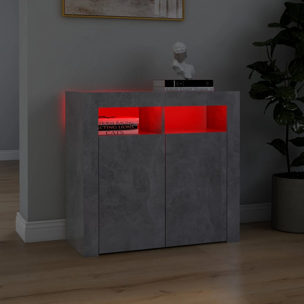 Senkki LED-valoilla betoninharmaa 80x35x75 cm - Sisustajankoti.fi