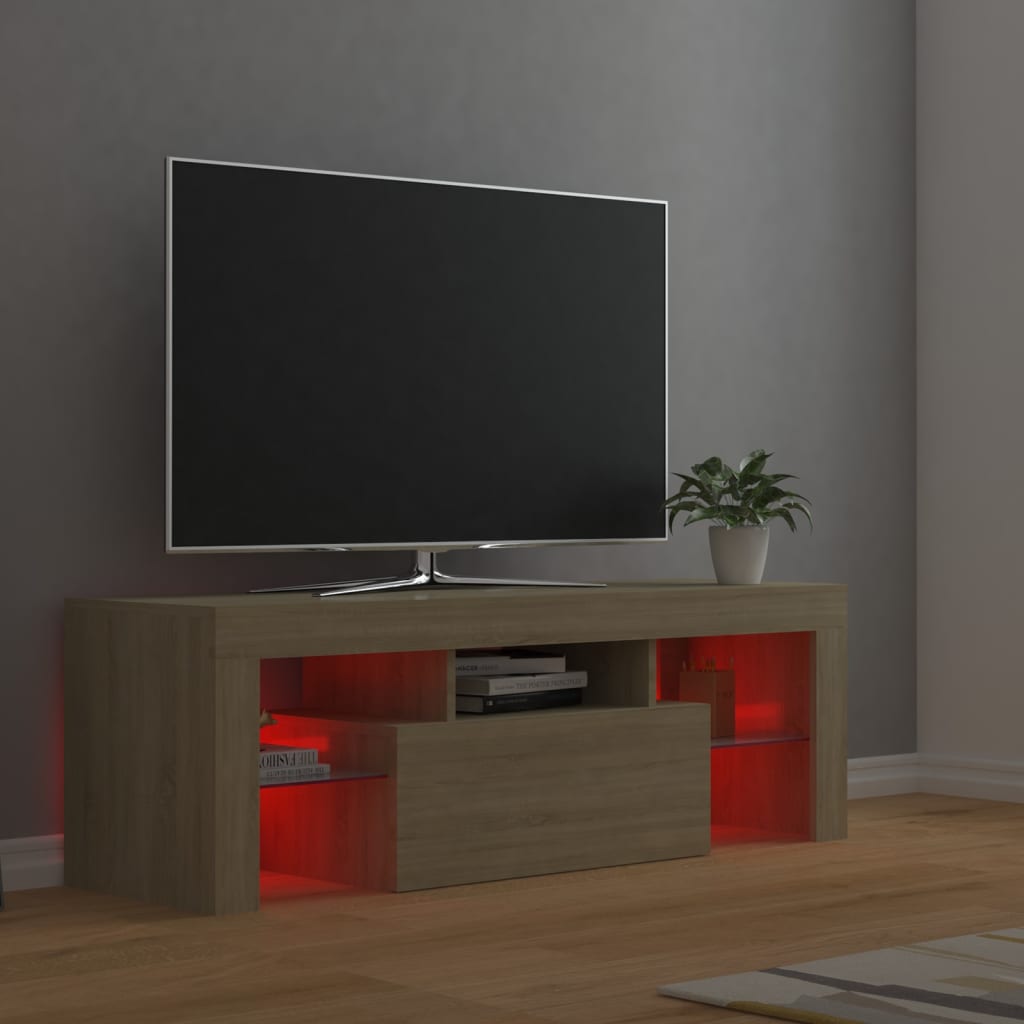 TV-taso LED-valoilla Sonoma-tammi 120x35x40 cm - Sisustajankoti.fi