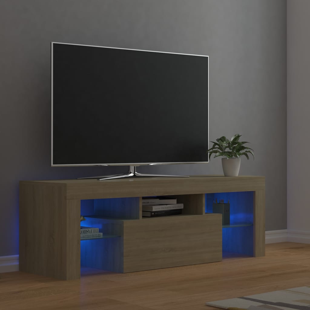 TV-taso LED-valoilla Sonoma-tammi 120x35x40 cm - Sisustajankoti.fi