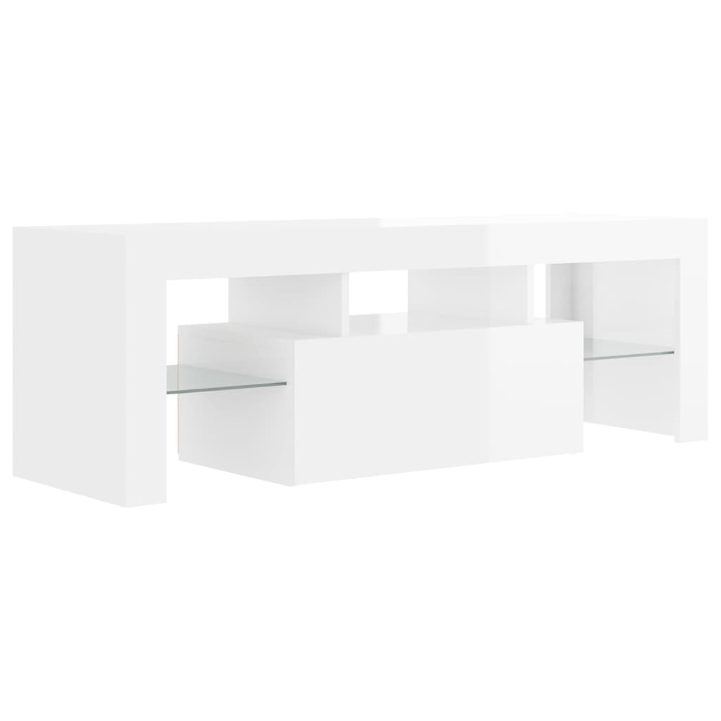 TV-taso LED-valoilla korkeakiilto valkoinen 120x35x40 cm - Sisustajankoti.fi