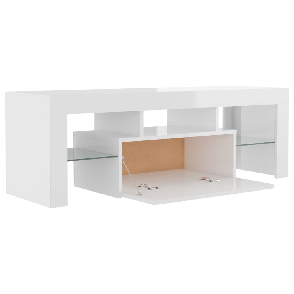 TV-taso LED-valoilla korkeakiilto valkoinen 120x35x40 cm - Sisustajankoti.fi