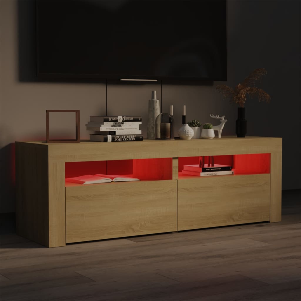 TV-taso LED-valoilla Sonoma-tammi 120x35x40 cm - Sisustajankoti.fi