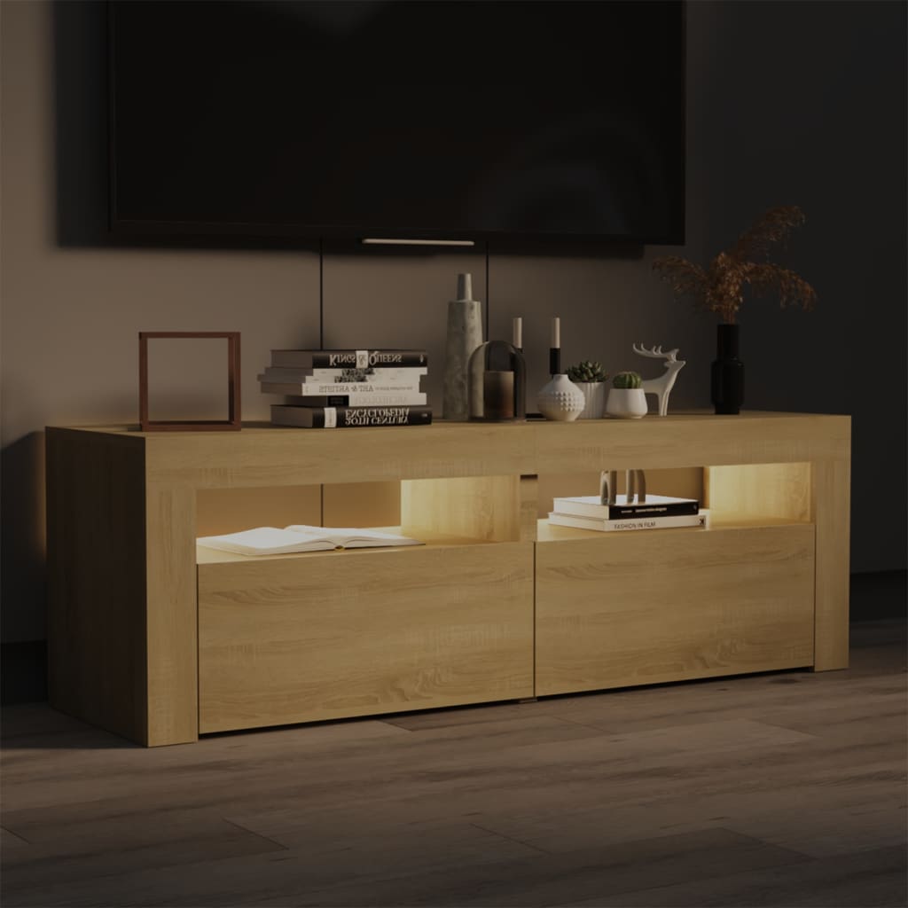 TV-taso LED-valoilla Sonoma-tammi 120x35x40 cm - Sisustajankoti.fi