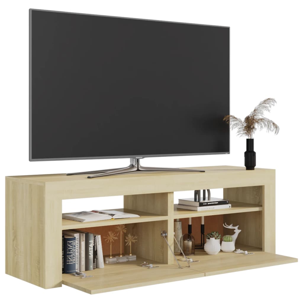 TV-taso LED-valoilla Sonoma-tammi 120x35x40 cm - Sisustajankoti.fi