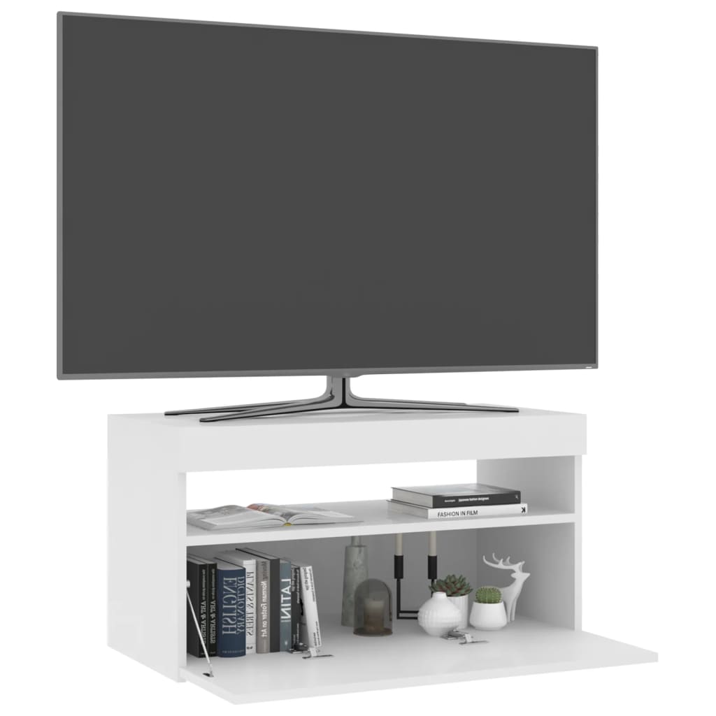 TV-taso LED-valoilla valkoinen 75x35x40 cm - Sisustajankoti.fi